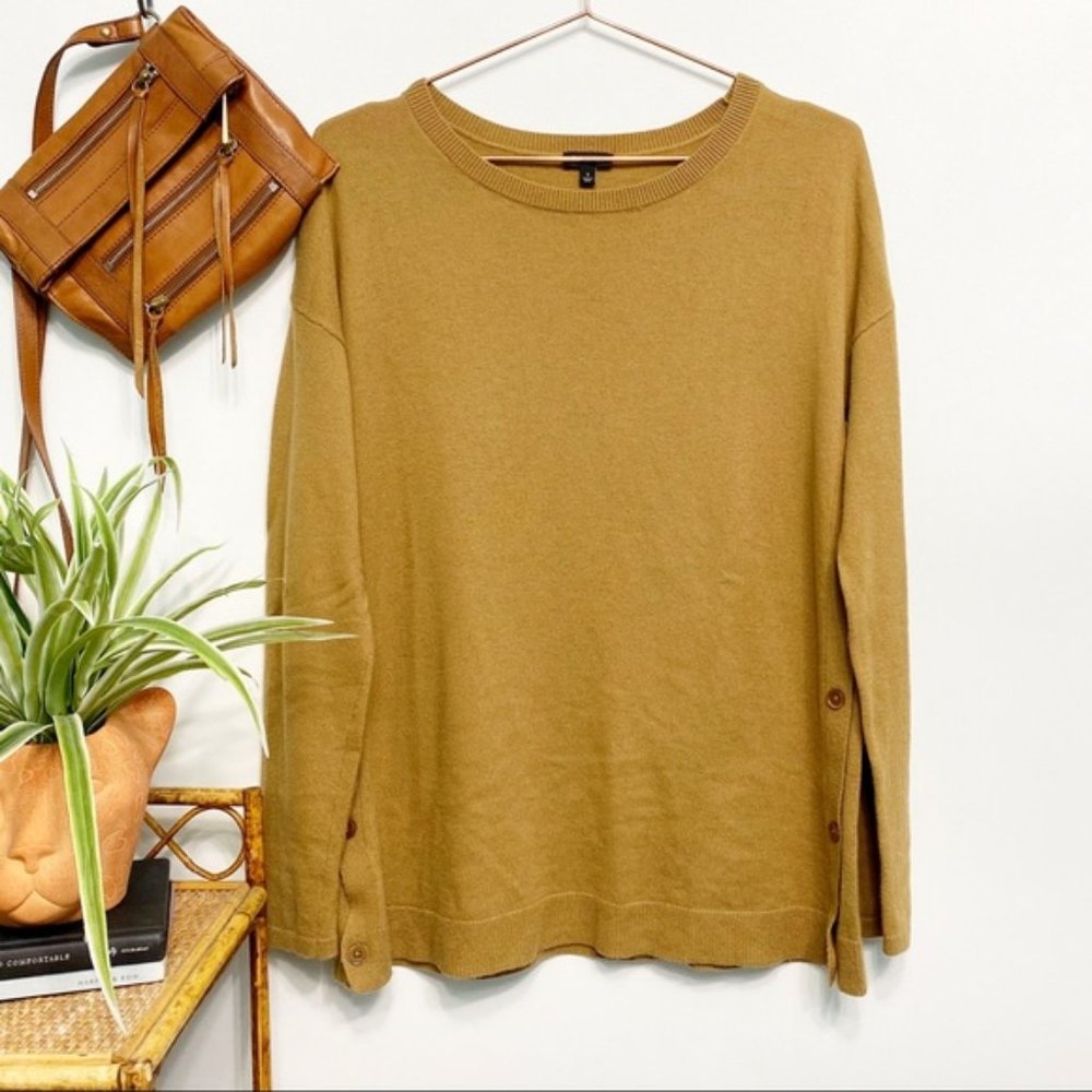 Talbots | Camel Side-Button Crewneck Sweater Lams… - image 1